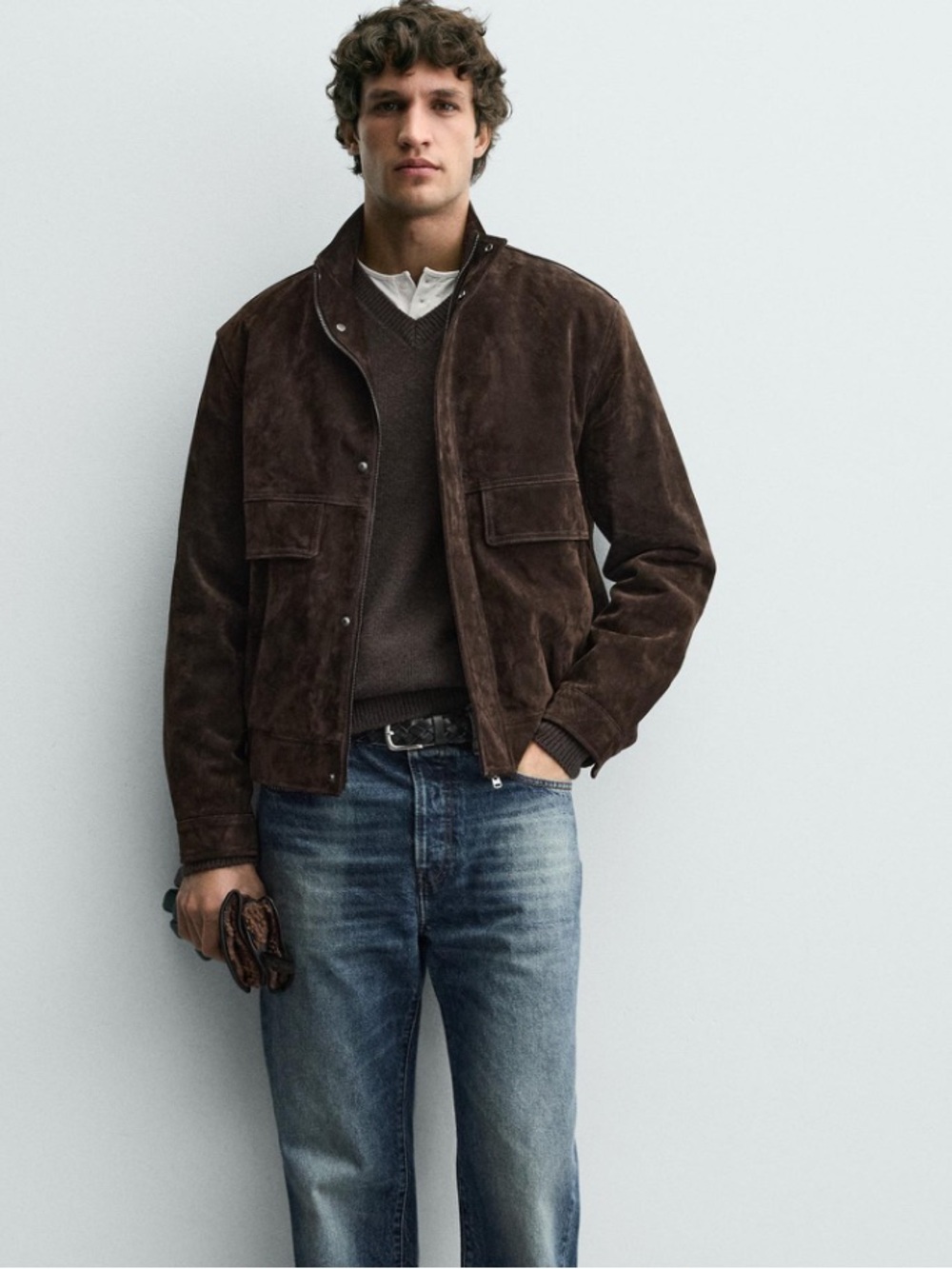 Zara Man NWT LEATHER SPLIT SUEDE JACKET SMALL 8281/309 - Picture 13 of 14